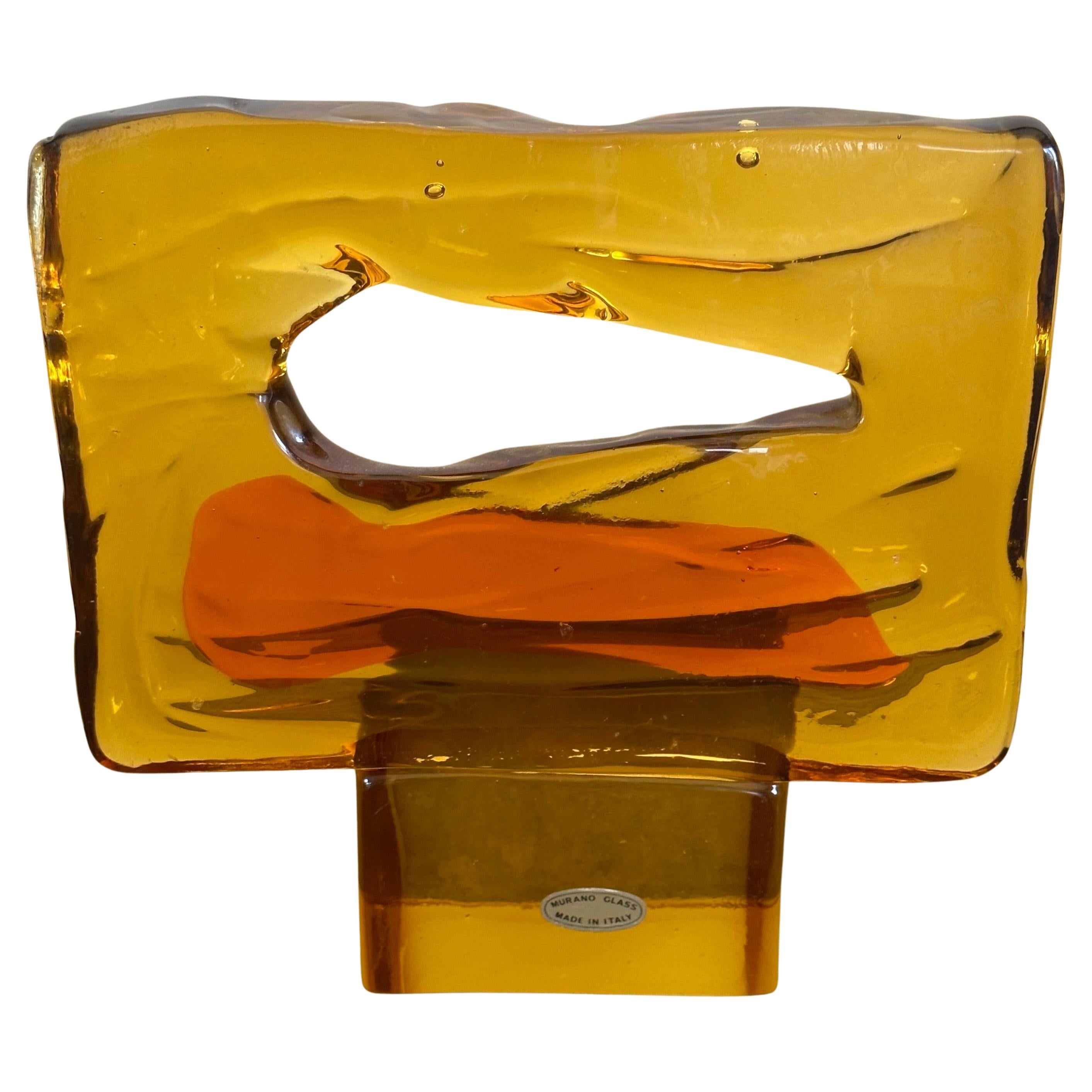 Italian Pair of Large Abstract Sommerso Bookends by Luciano Gaspari for Murano Glass For Sale