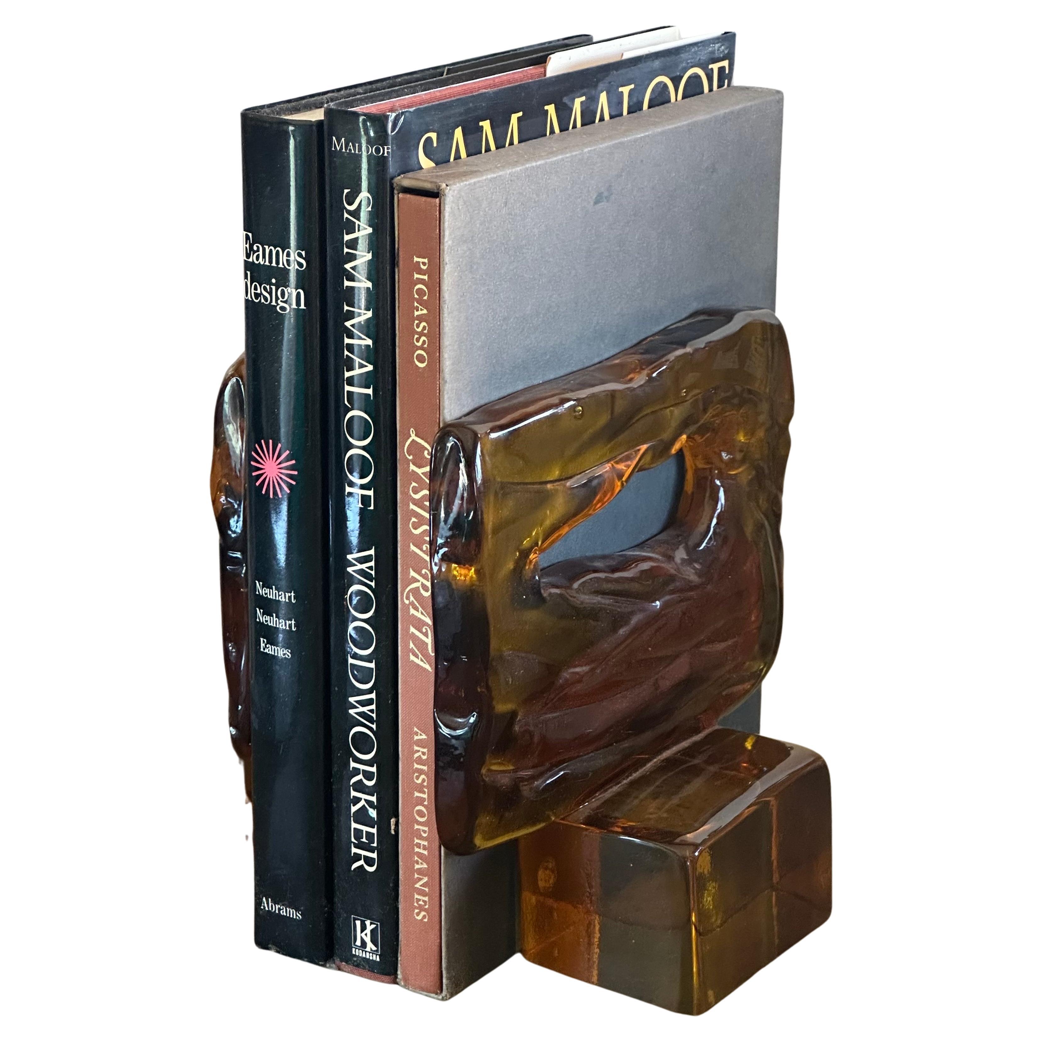 20th Century Pair of Large Abstract Sommerso Bookends by Luciano Gaspari for Murano Glass For Sale