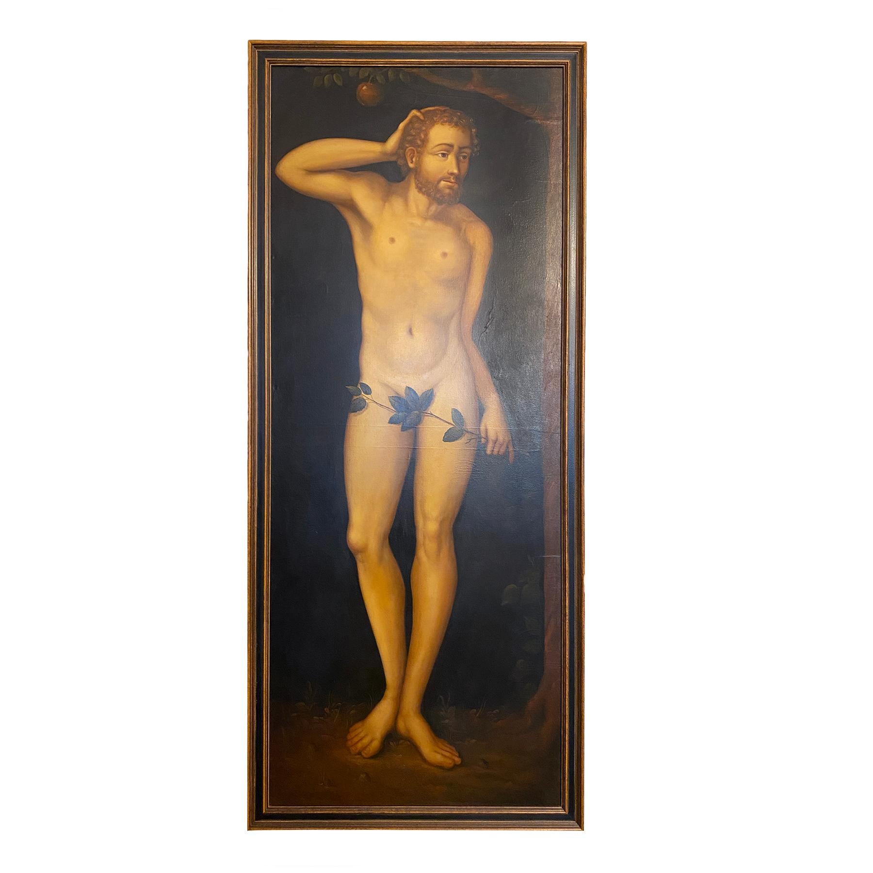 Danish Pair of Large Adam and Eve Paintings