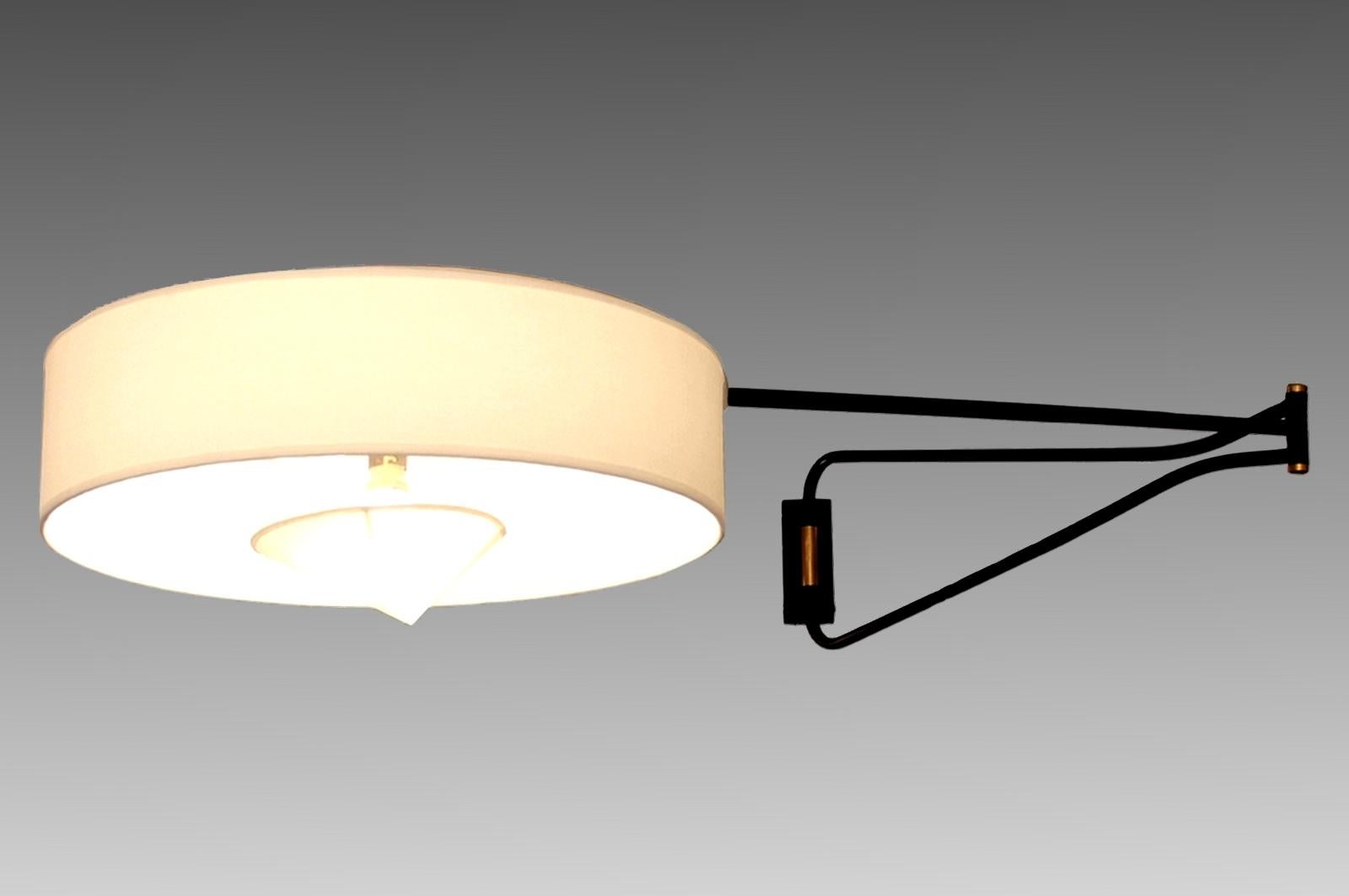 Mid-Century Modern Pair of Large Adjustable and Foldable Wall Lights by Arlus, France, circa 1950