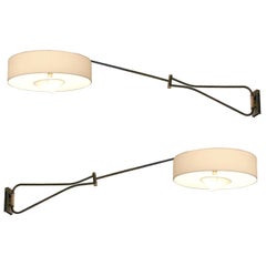Pair of Large Adjustable and Foldable Wall Lights by Arlus, France, circa 1950