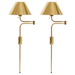 Pair of Large Adjustable Brass Sconces Wall Lights by Florian Schulz, 1970