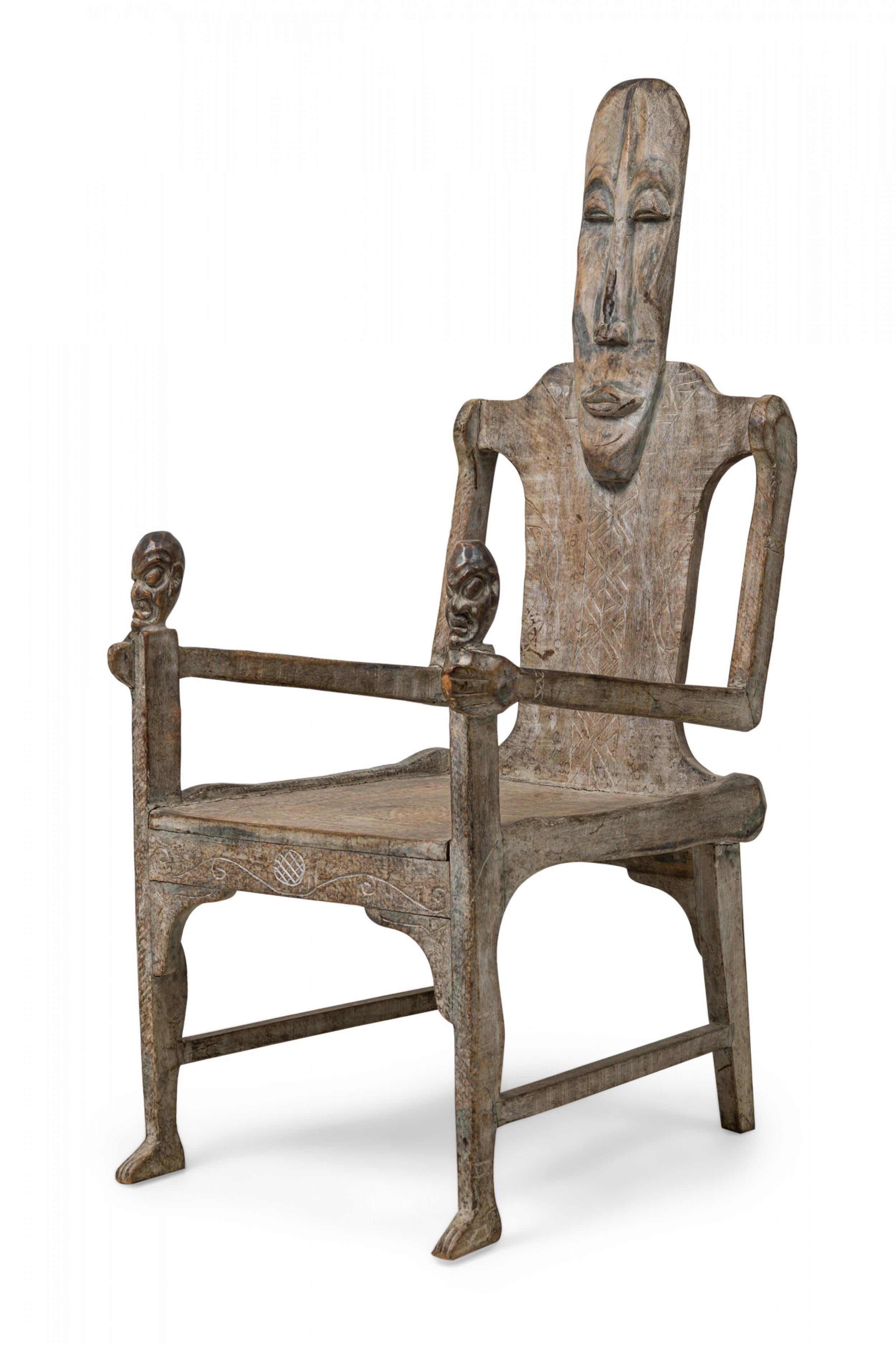 Tribal Pair of Large African Figural Rootwood Armchairs For Sale