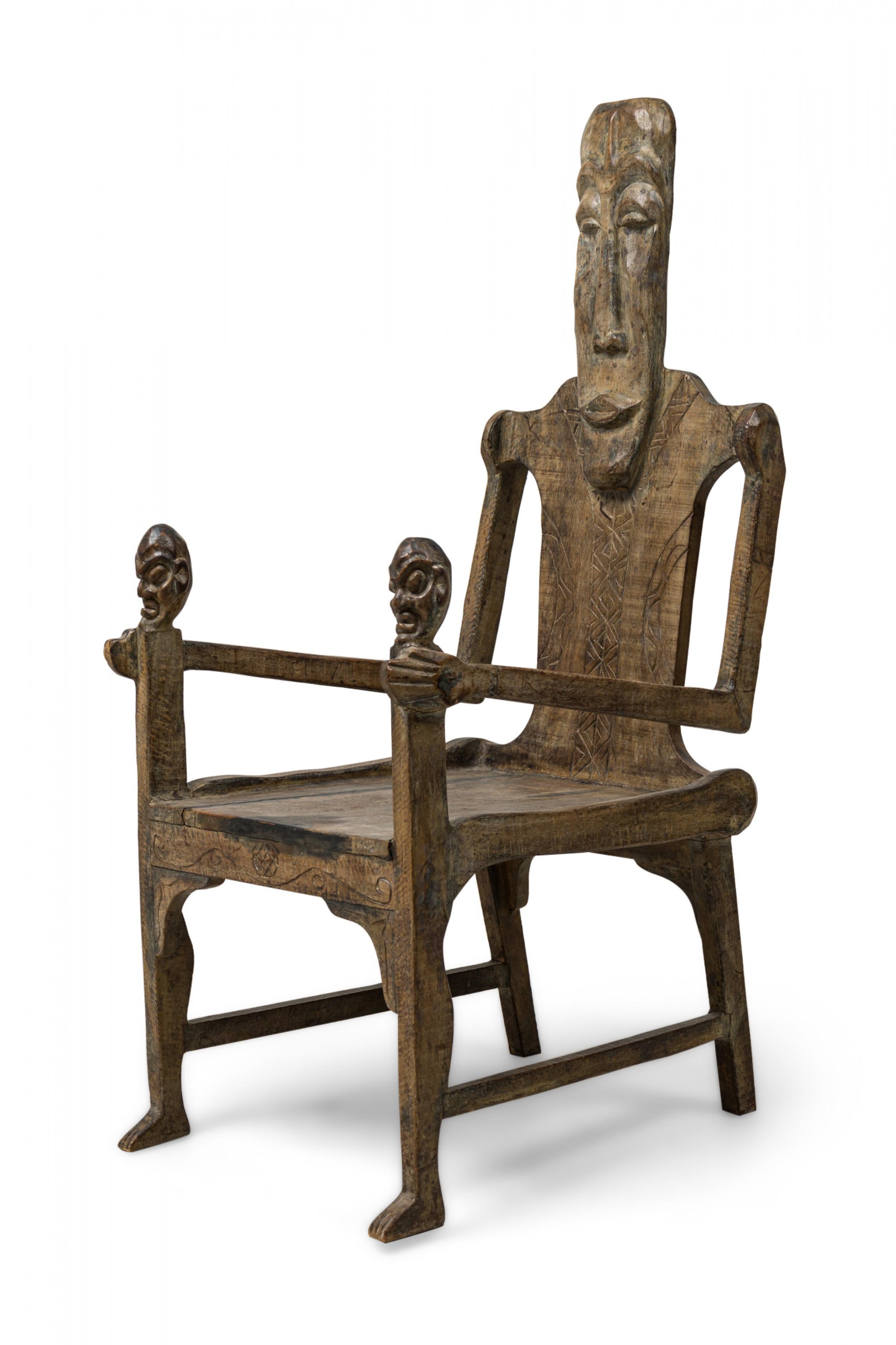 Pair of Large African Figural Rootwood Armchairs For Sale 1