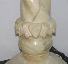 Pair of Large Alabaster Columns Mounted as Lamps