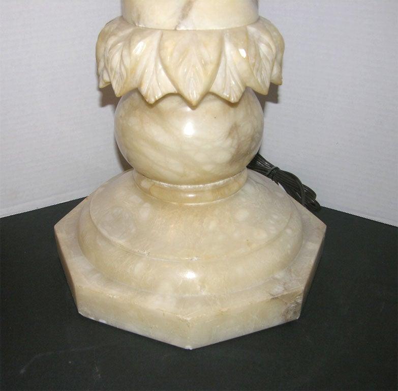 Italian Pair of Large Alabaster Columns Mounted as Lamps For Sale