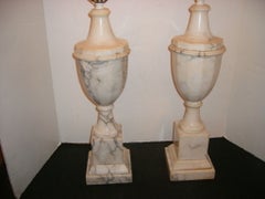 Pair of Large Alabaster Lamps
