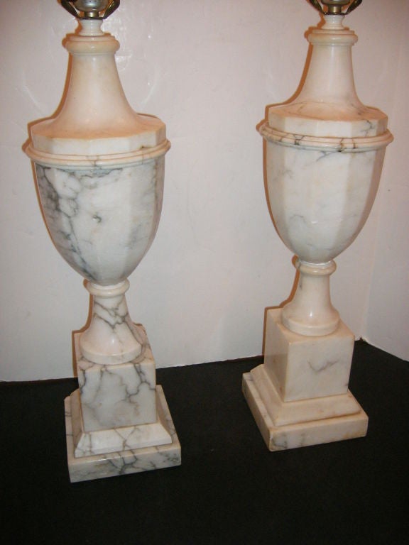 Italian Pair of Large Alabaster Lamps