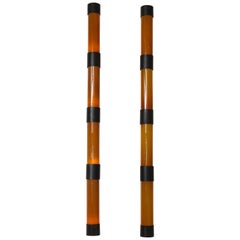 Pair of Large Amber Glass Sconces by Savoy Studios, '4 Pairs Available'