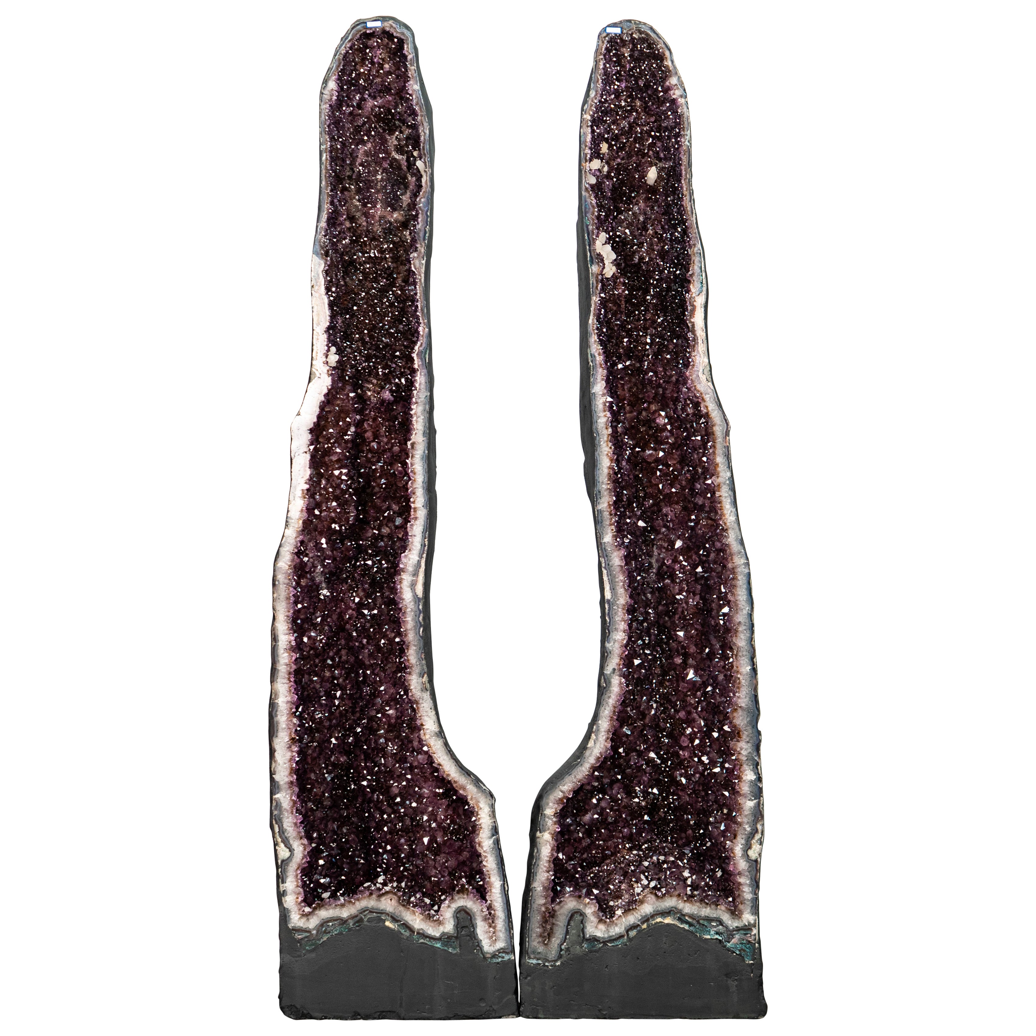 Pair of Large Amethyst Cathedral Geodes For Sale