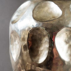 Pair of Large Anamorphic Silvered Metal Table Lamps