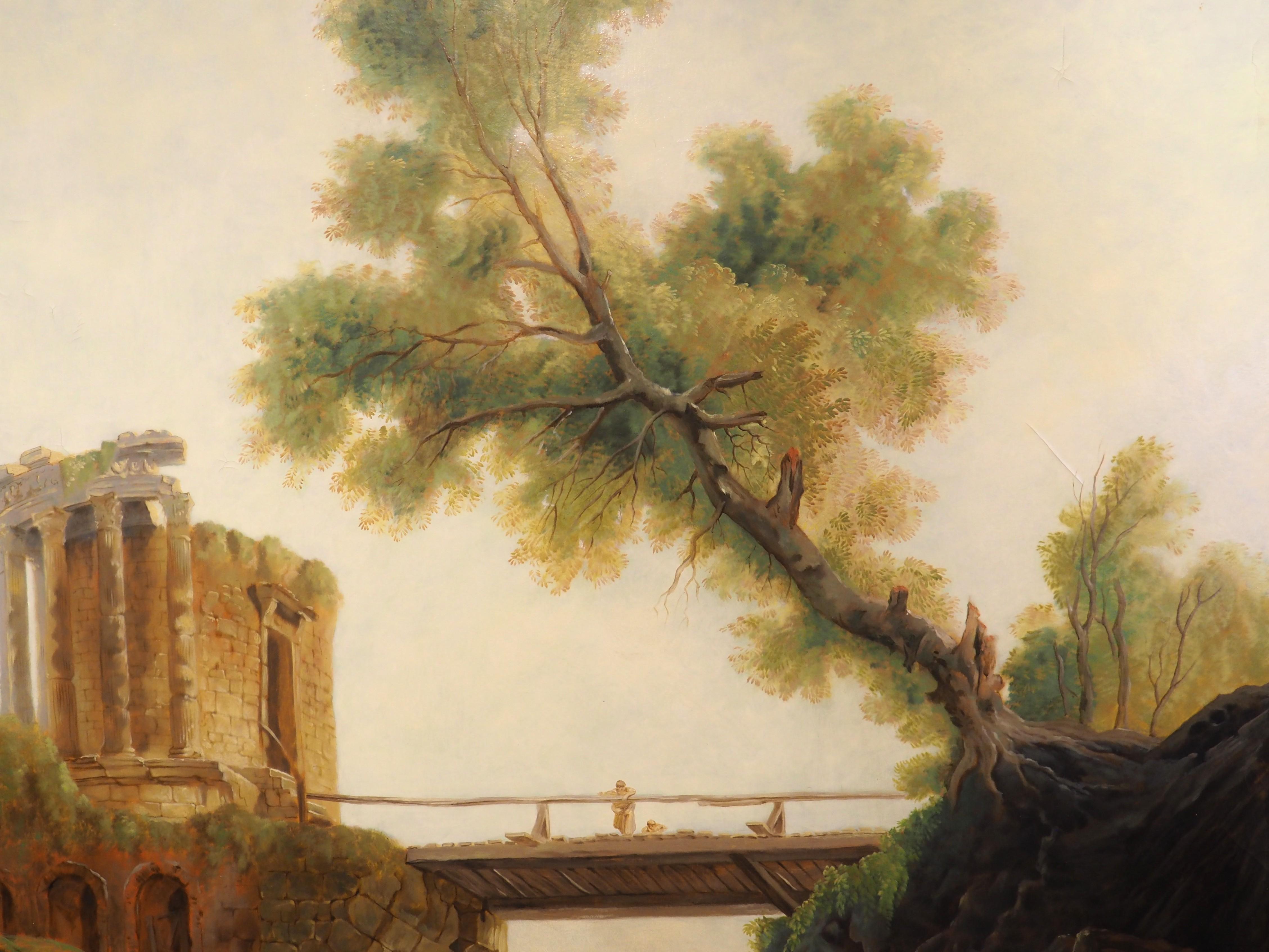 Pareja de cuadros grandes y decorativos de paisajes según Hubert Robert, Finales del siglo XX en venta 5