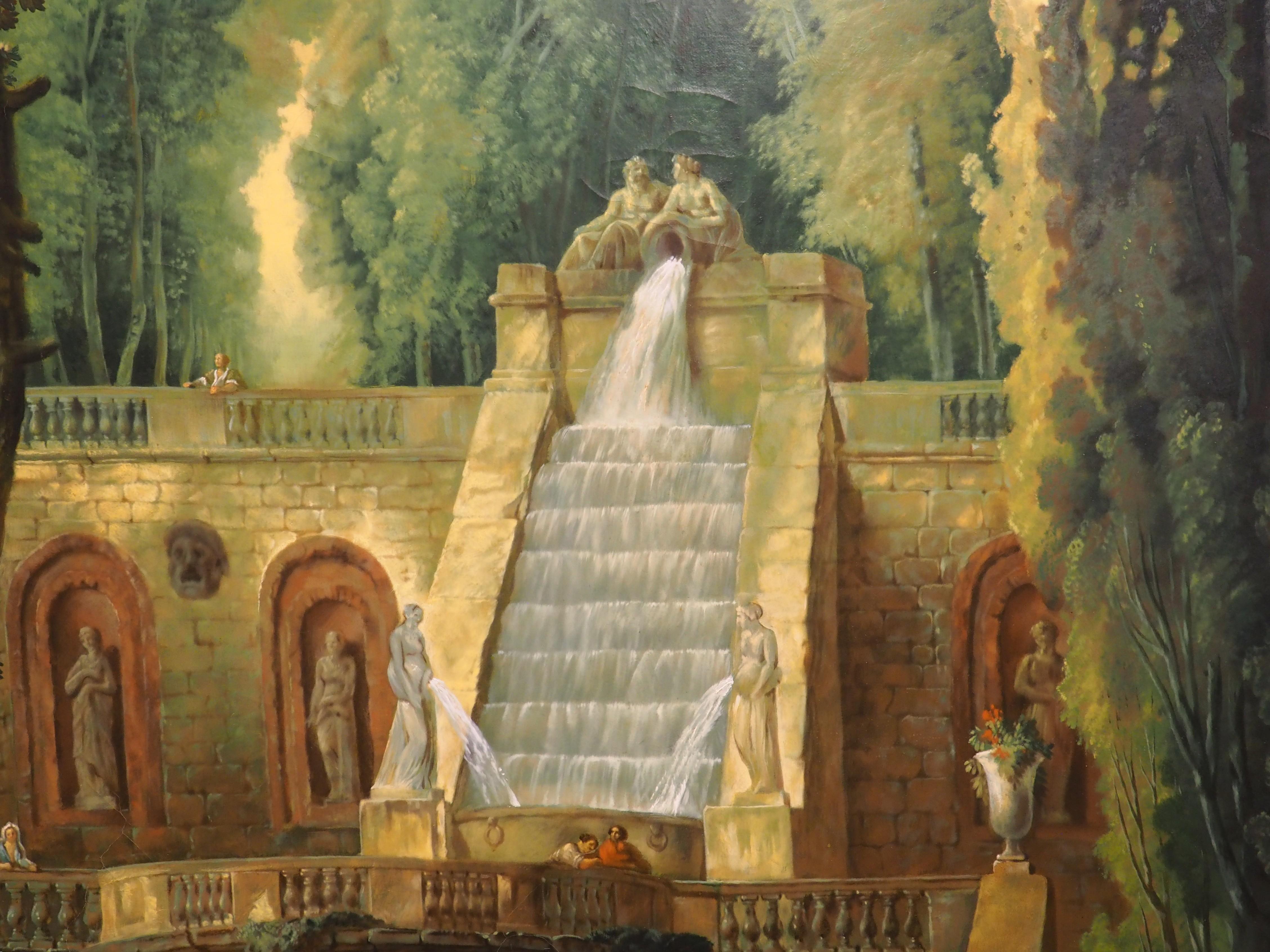 Pareja de cuadros grandes y decorativos de paisajes según Hubert Robert, Finales del siglo XX en venta 10