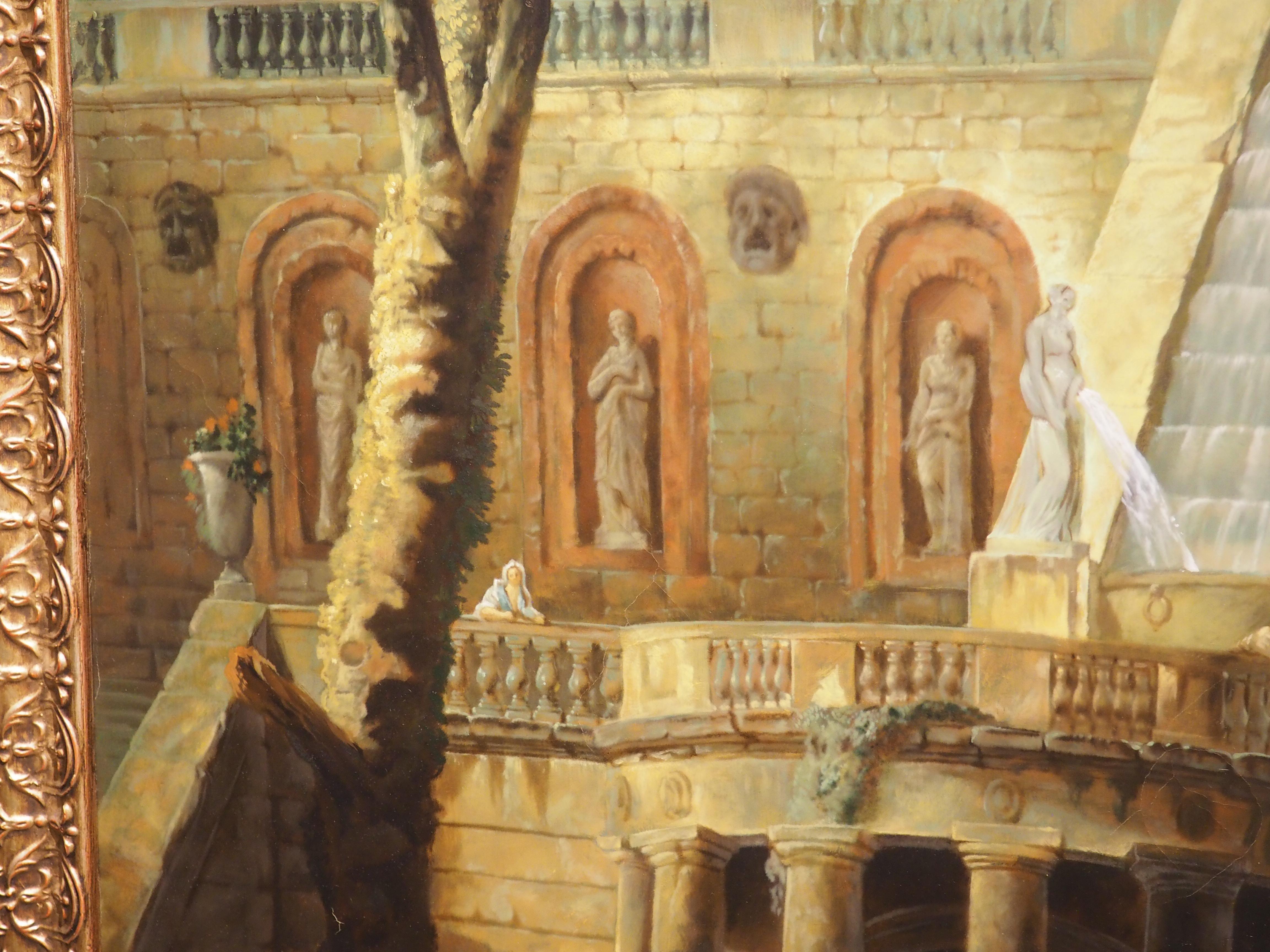 Pareja de cuadros grandes y decorativos de paisajes según Hubert Robert, Finales del siglo XX en venta 11