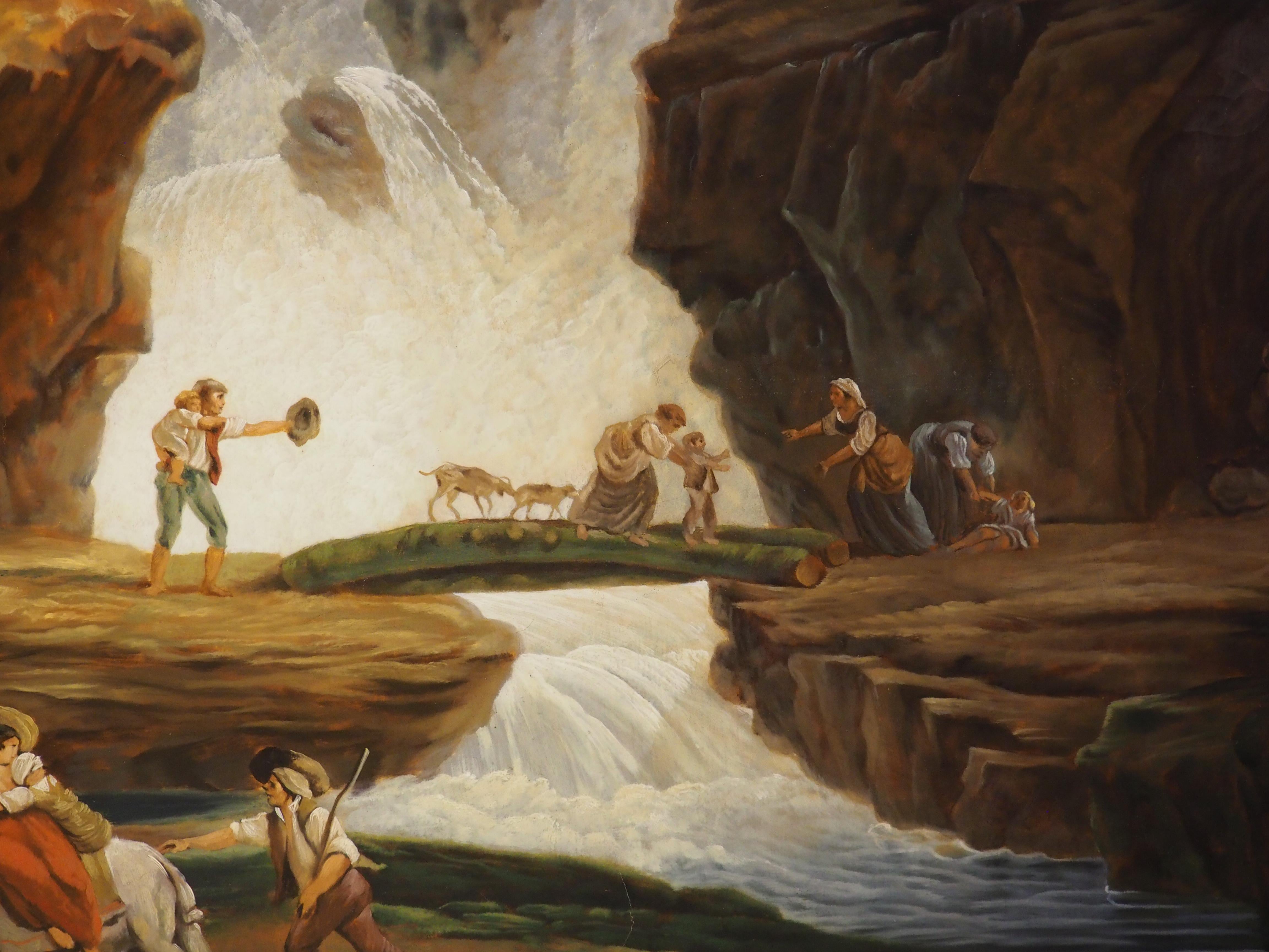 Pareja de cuadros grandes y decorativos de paisajes según Hubert Robert, Finales del siglo XX en venta 13