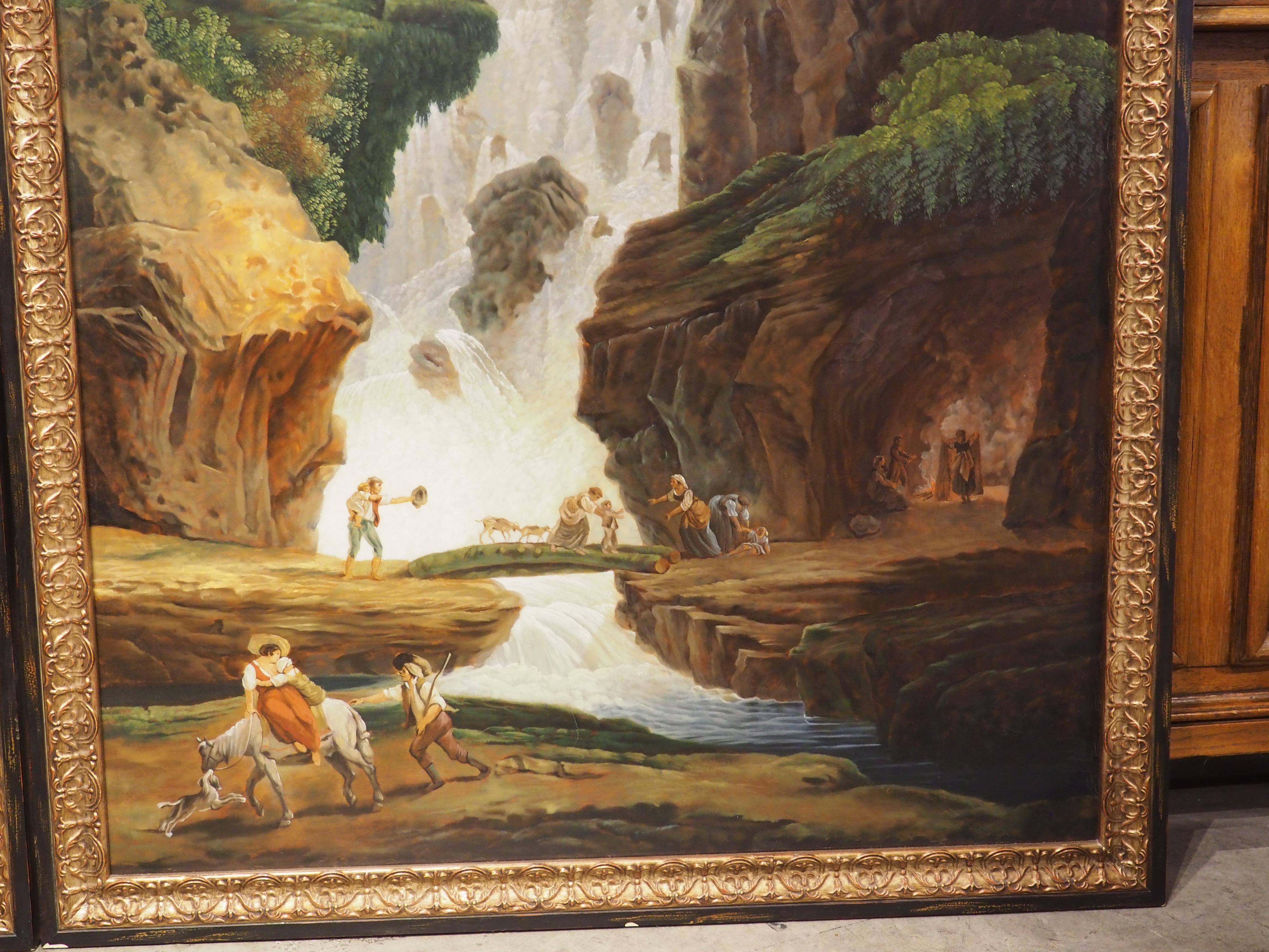 Pareja de cuadros grandes y decorativos de paisajes según Hubert Robert, Finales del siglo XX en venta 3