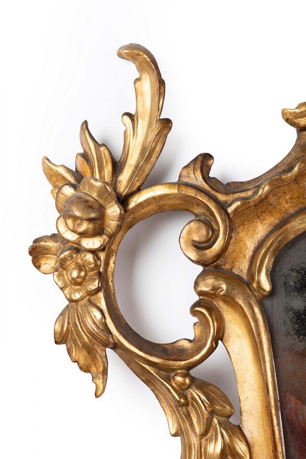 Spanish Pair of large and elaborate European Antique Giltwood Cornucopia Mirrors