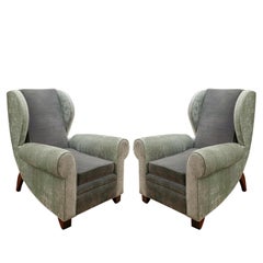 Pair of Large and Elegant French Art Deco Wing Chairs 1930s