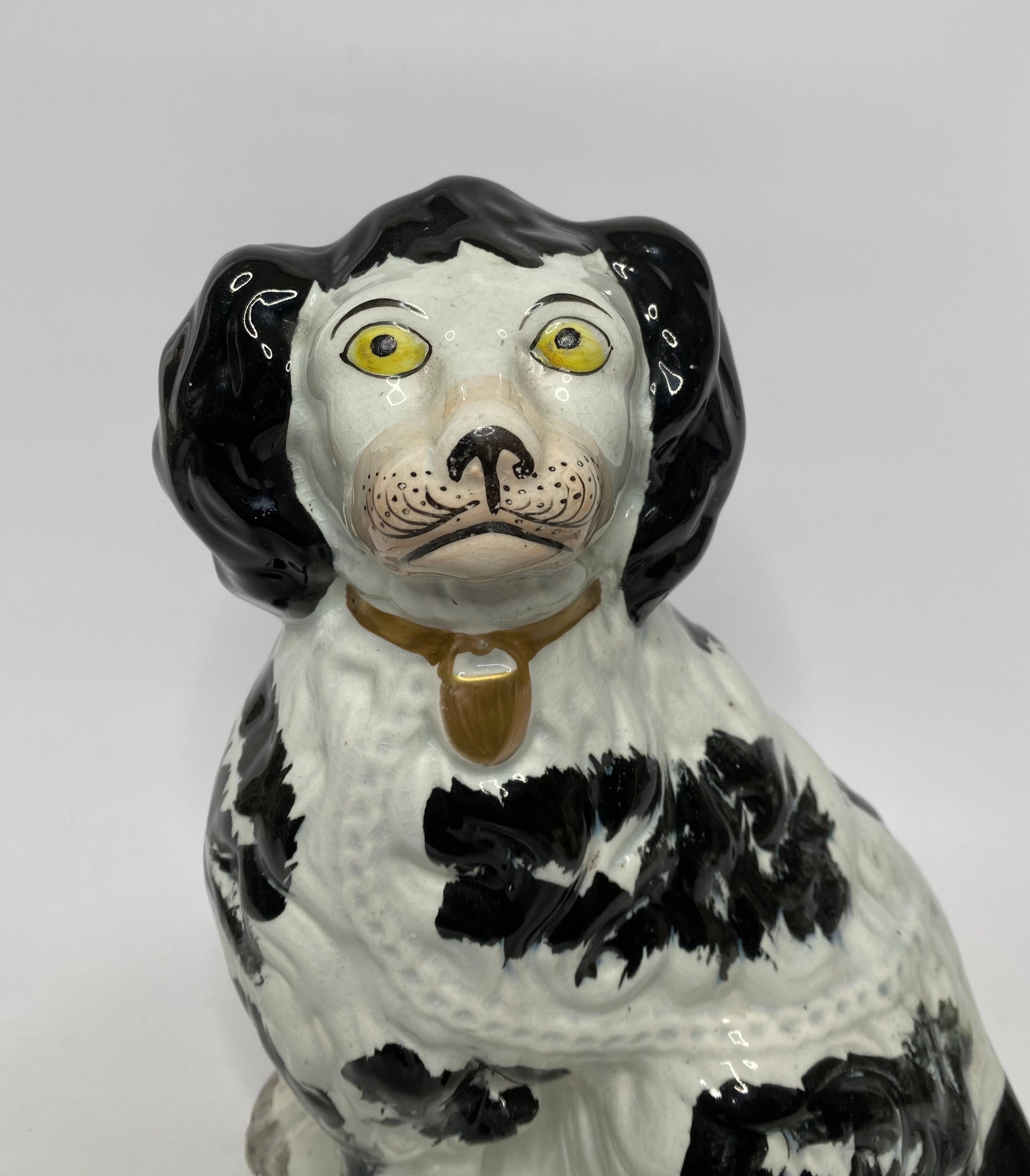 Pair of large and rare Staffordshire Spaniels, c. 1840. 2