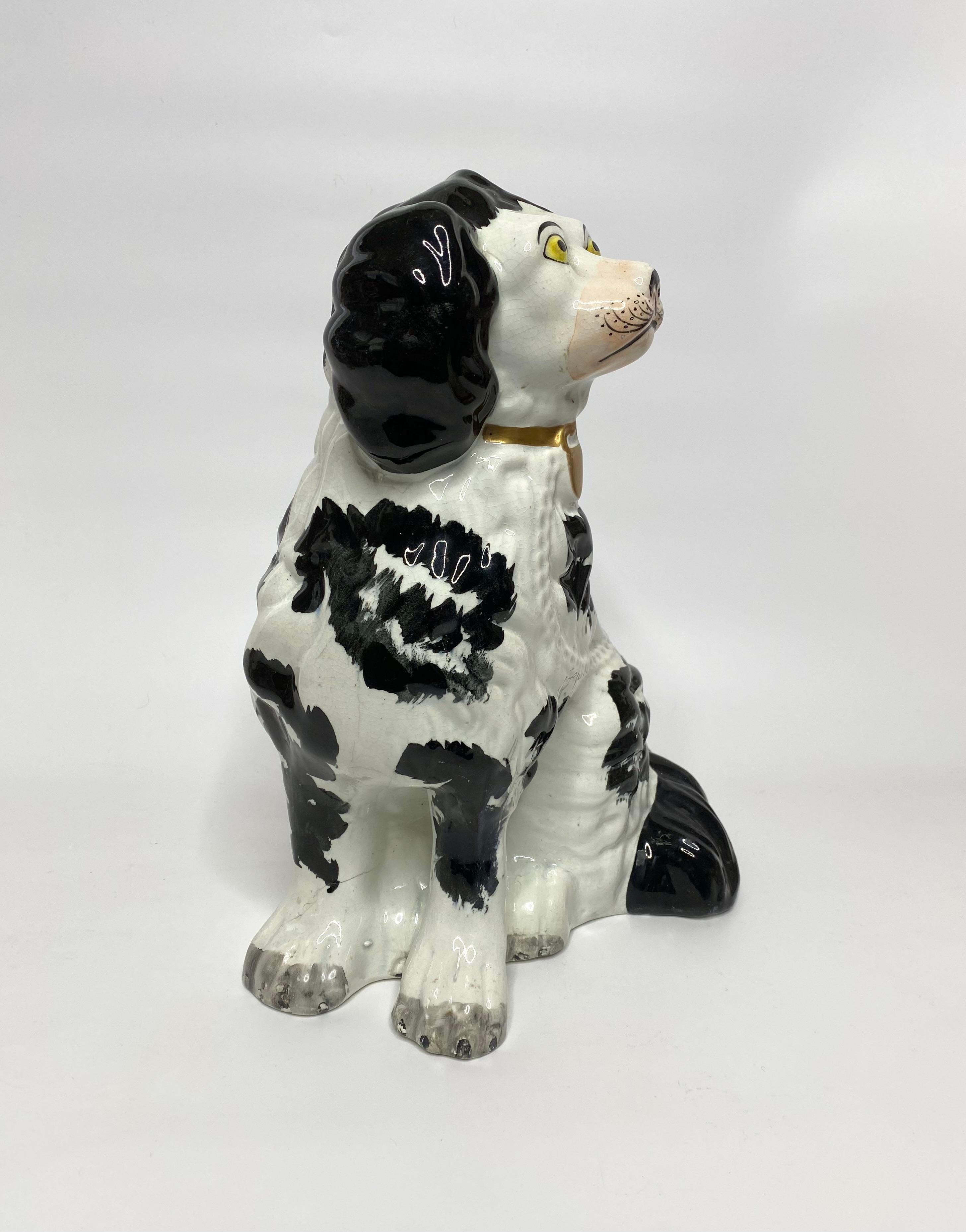Pair of large and rare Staffordshire Spaniels, c. 1840. 3
