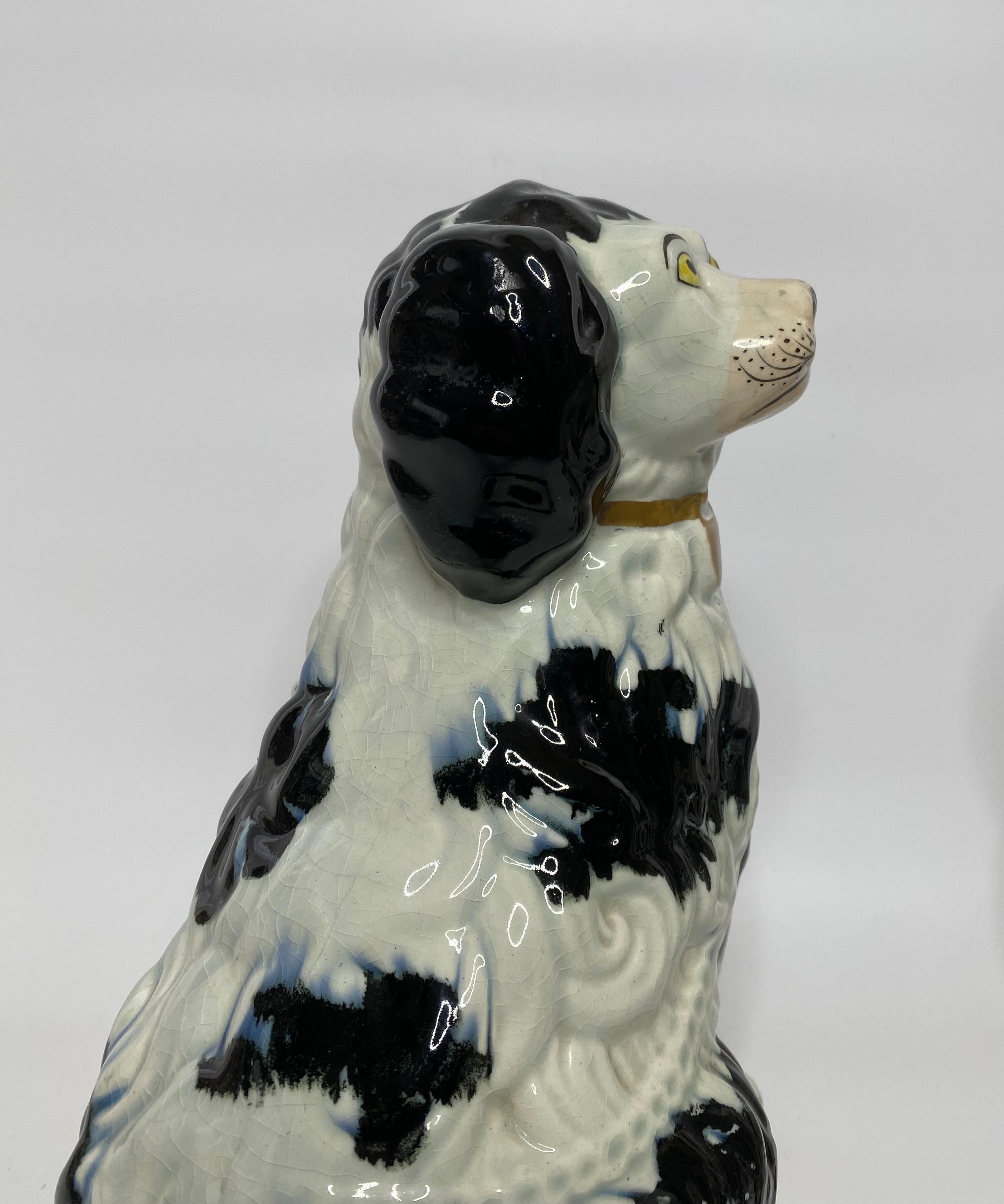 Victorian Pair of large and rare Staffordshire Spaniels, c. 1840.