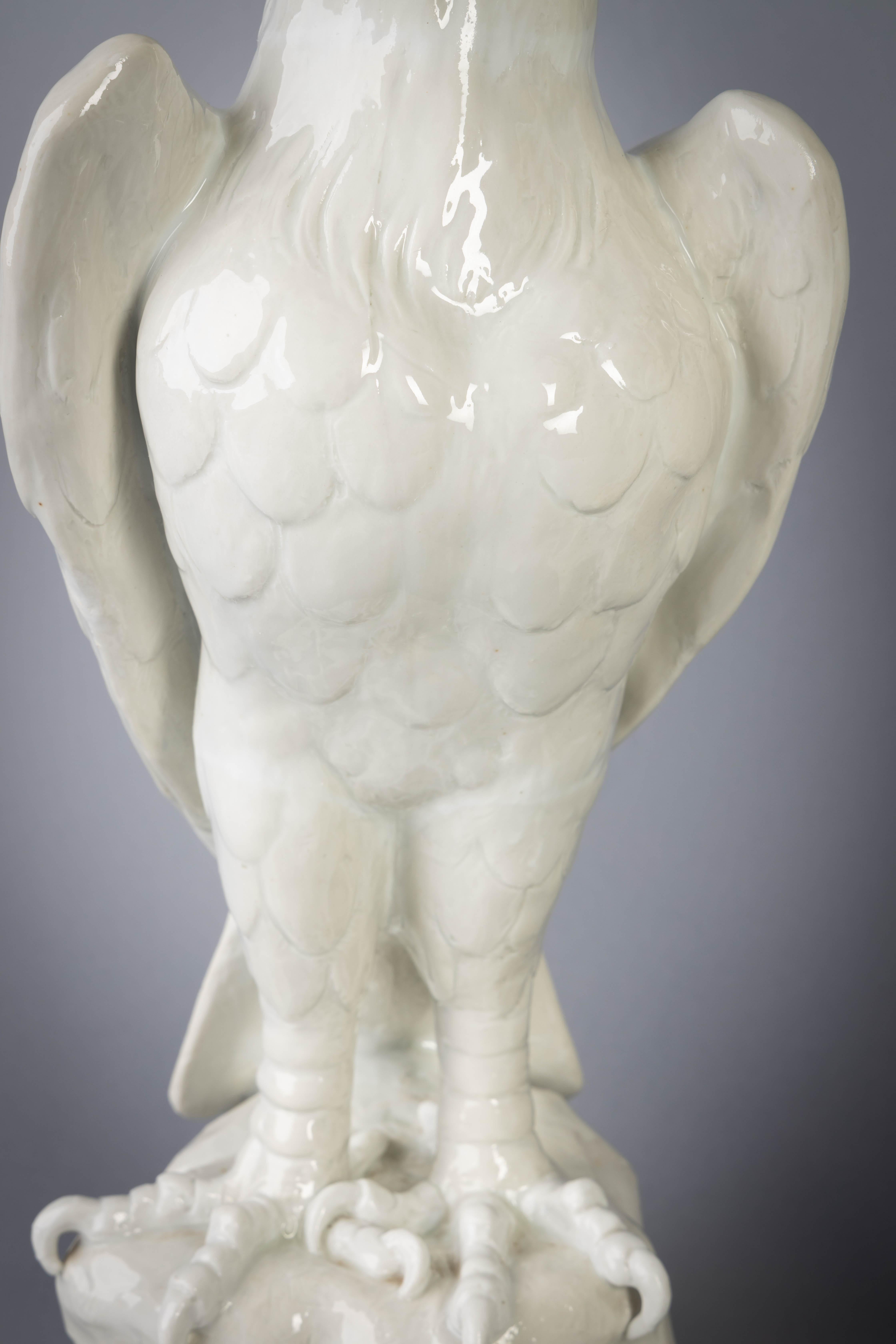 Late 19th Century Pair of Large and Unusual Continental Porcelain Eagles, circa 1875 For Sale