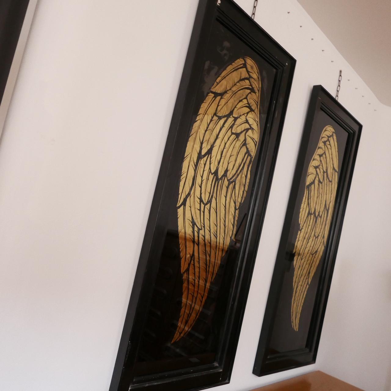 Contemporary Pair of Large Angel Wings Framed Artwork