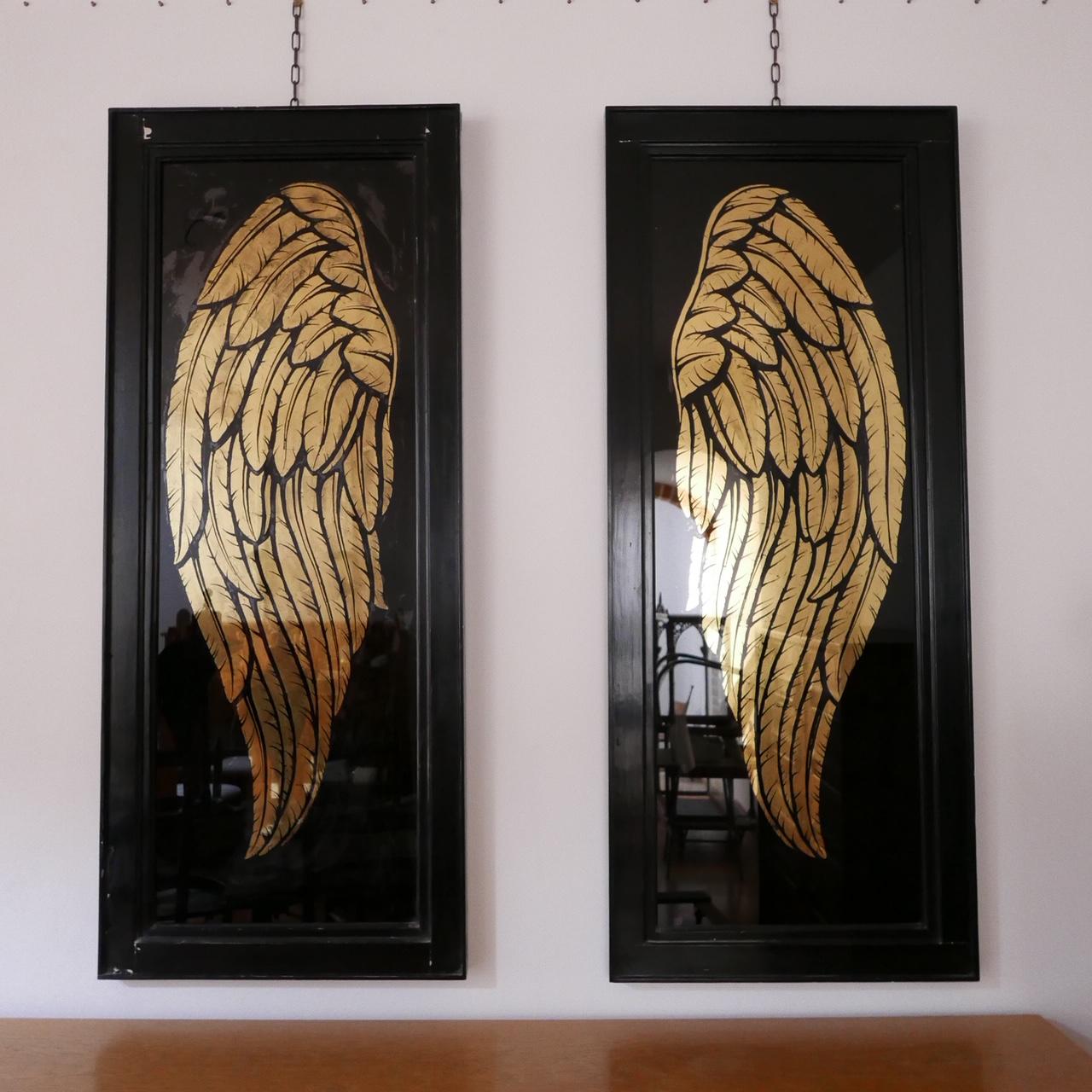 Mirror Pair of Large Angel Wings Framed Artwork