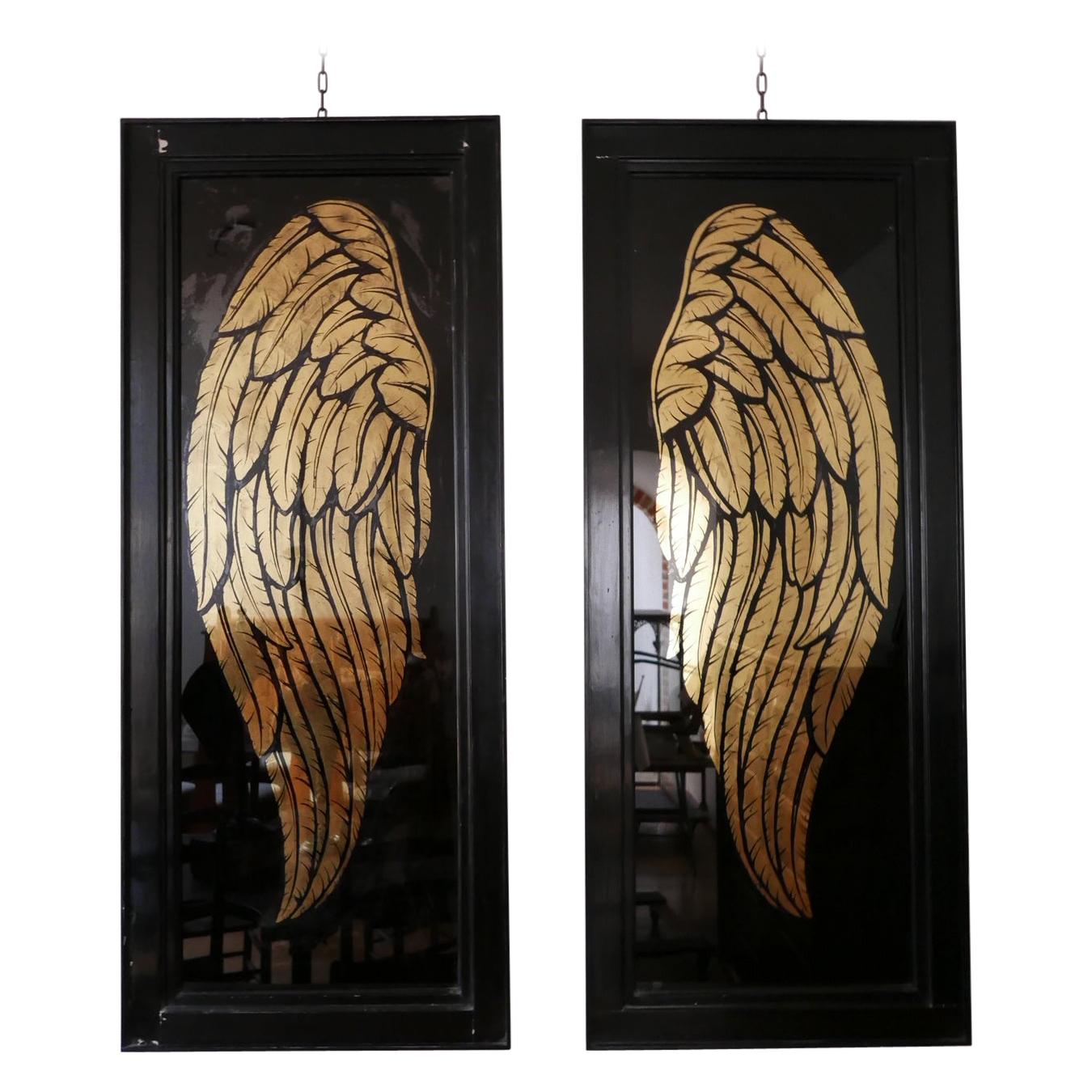 Pair of Large Angel Wings Framed Artwork