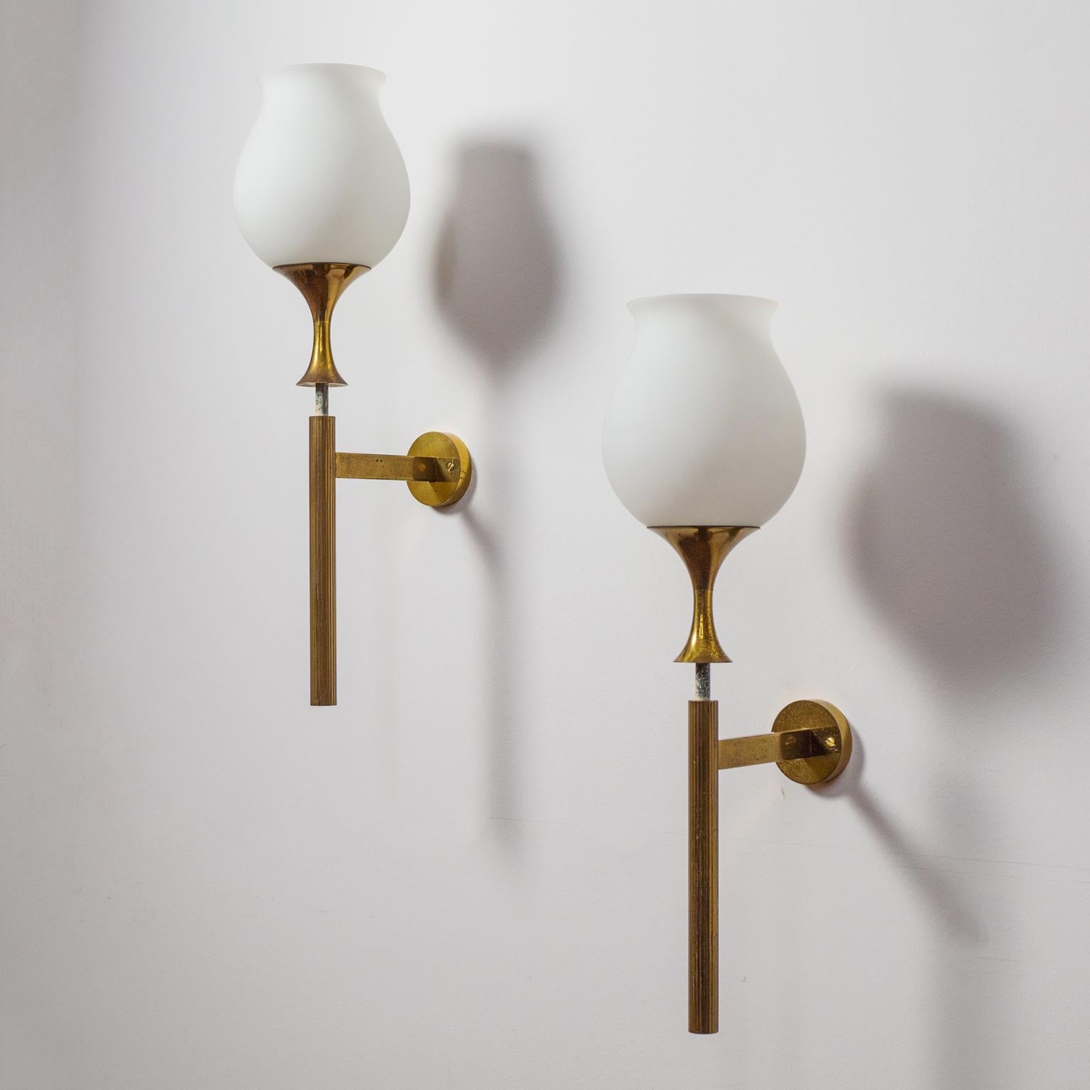 Brass Pair of Large Angelo Lelii Wall Lights for Arredoluce, 1956