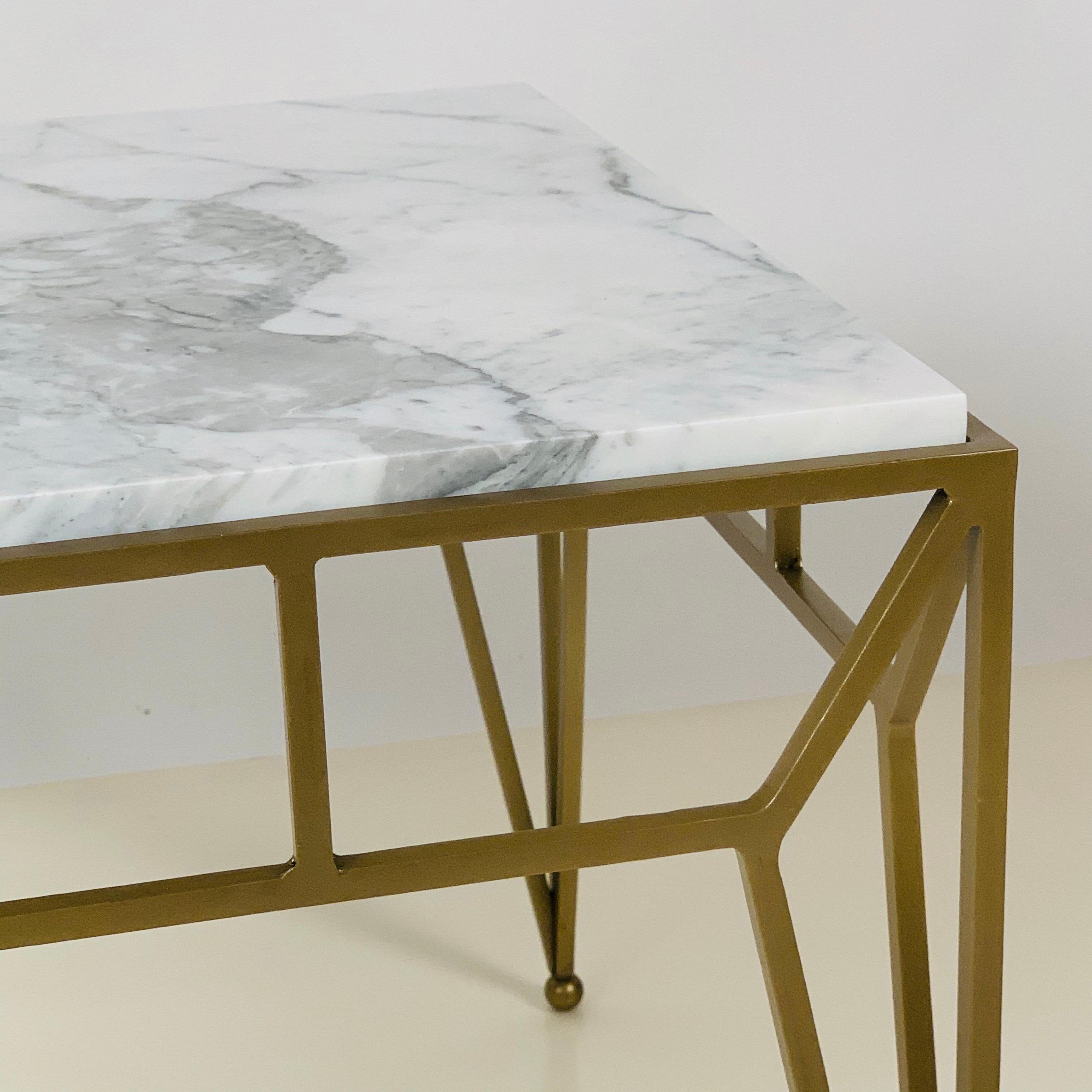 Contemporary Pair of Large 'Angulaire' Marble Side or End Tables by Design Frères For Sale