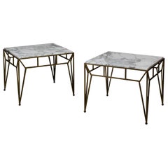 Pair of Large Angulaire Marble Side Tables