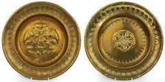 Pair of Large Antique Brass Chargers – c.1890–1910