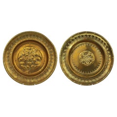 Pair of Large Antique Brass Chargers – c.1890–1910