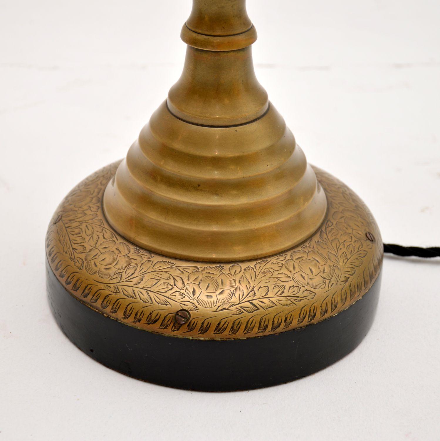 Large Pair of Antique Brass Table Lamps For Sale 2