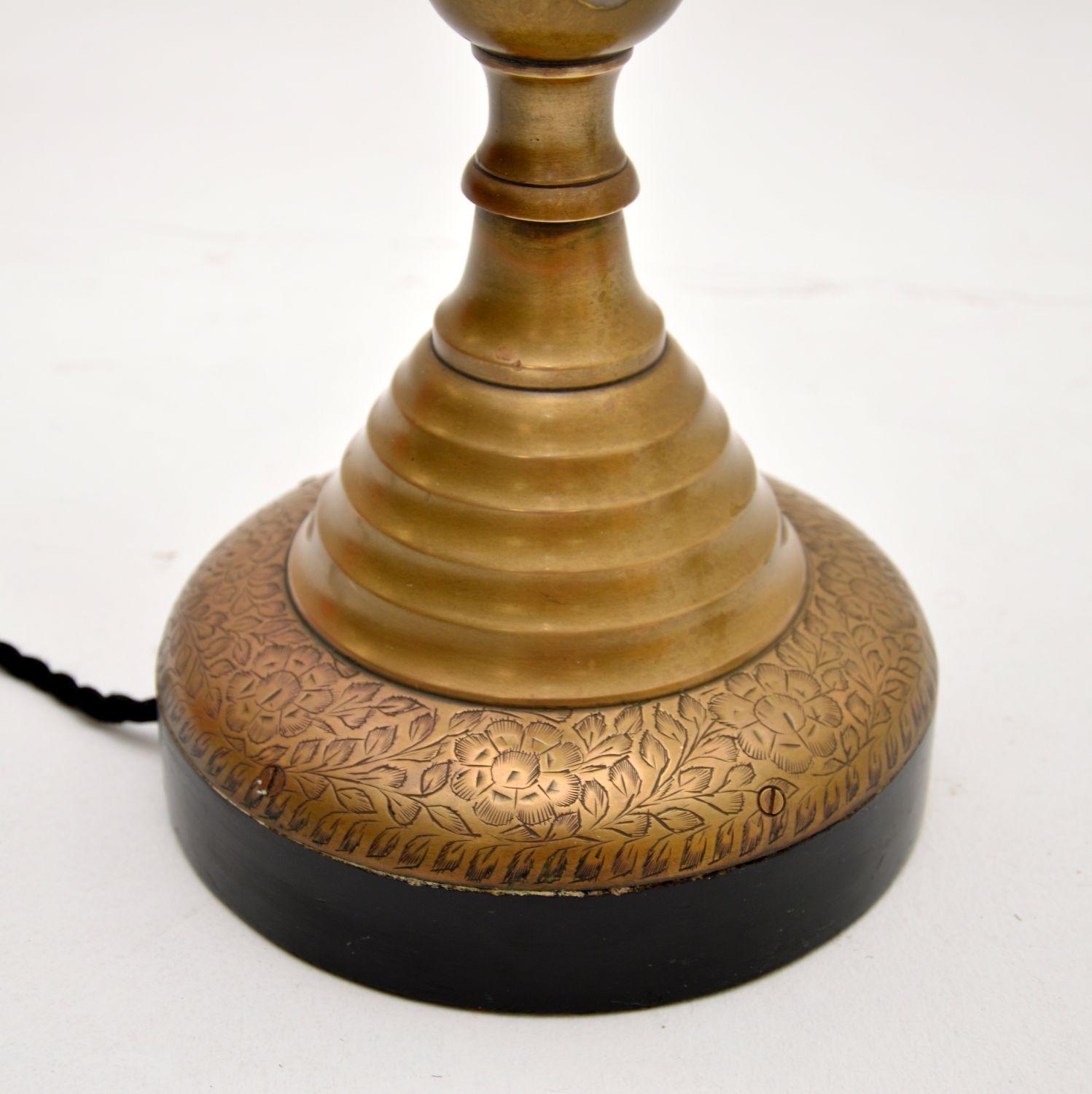 Large Pair of Antique Brass Table Lamps For Sale 1