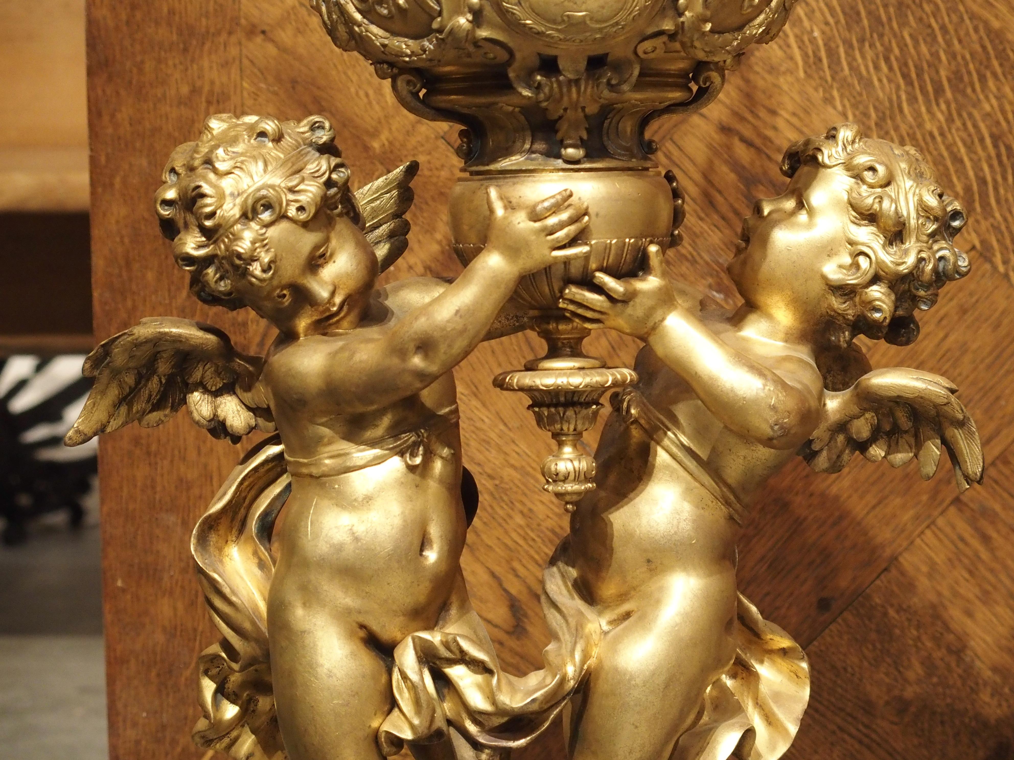 Pair of Large Antique Bronze Doré Andirons from France, circa 1860 2