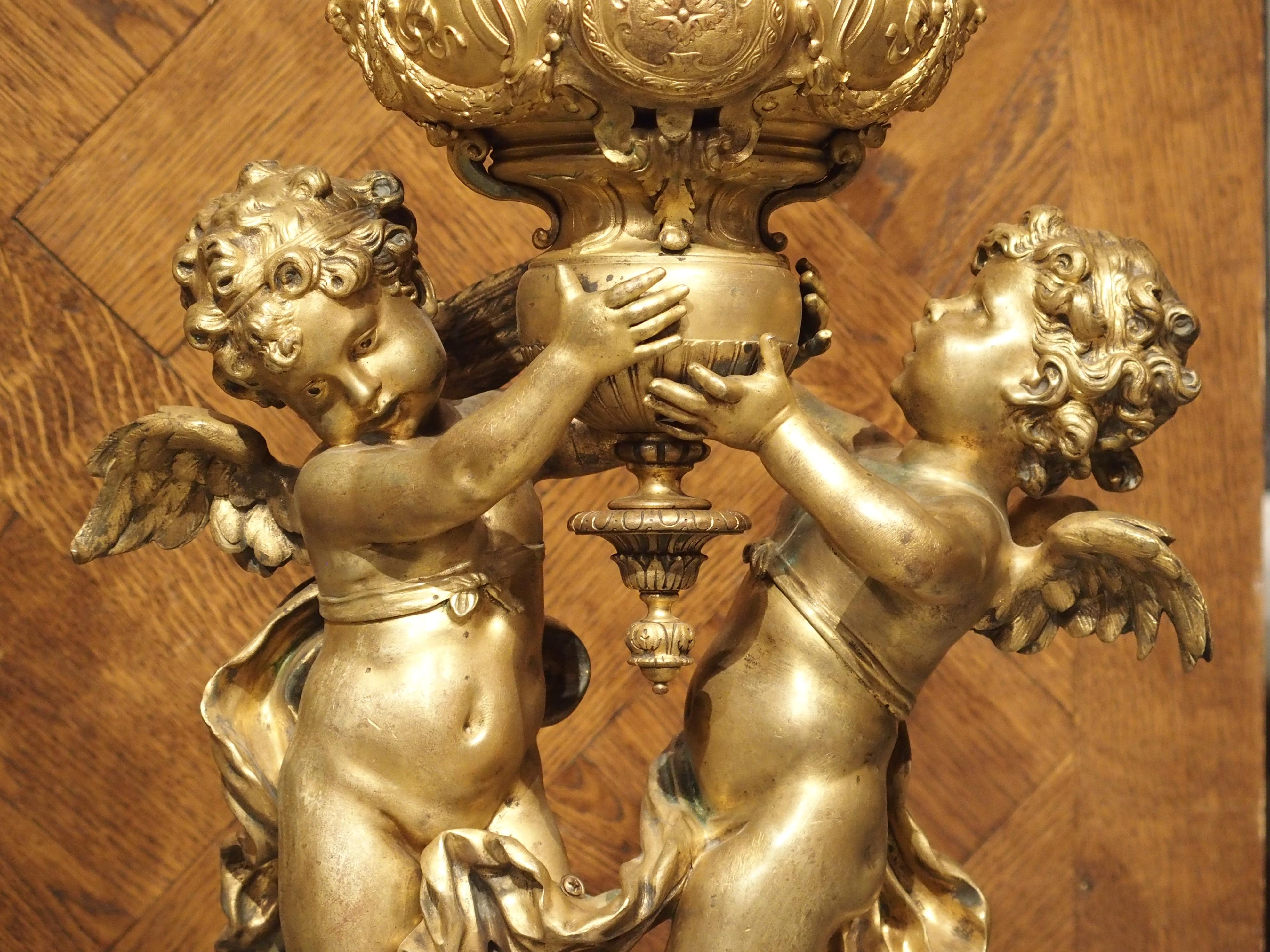 Pair of Large Antique Bronze Doré Andirons from France, circa 1860 3