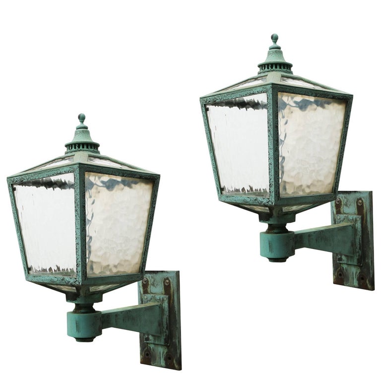 Pair Of Large Antique Bronze Exterior Wall Lights Circa 1910 For Pair Of Large Antique Bronze Exterior Wall Lights Circa 1910 For