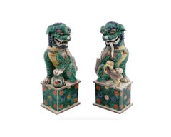 Pair Of Large Antique Chinese Foo Dog Figurines