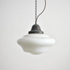 Pair of Large Antique Church Opaline Pendant Lights