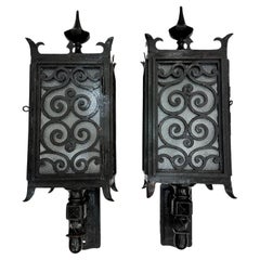 Pair of Large Antique English Lantern Sconces