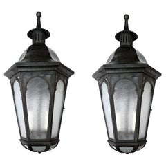 Pair of Large Antique English Outdoor Lanterns