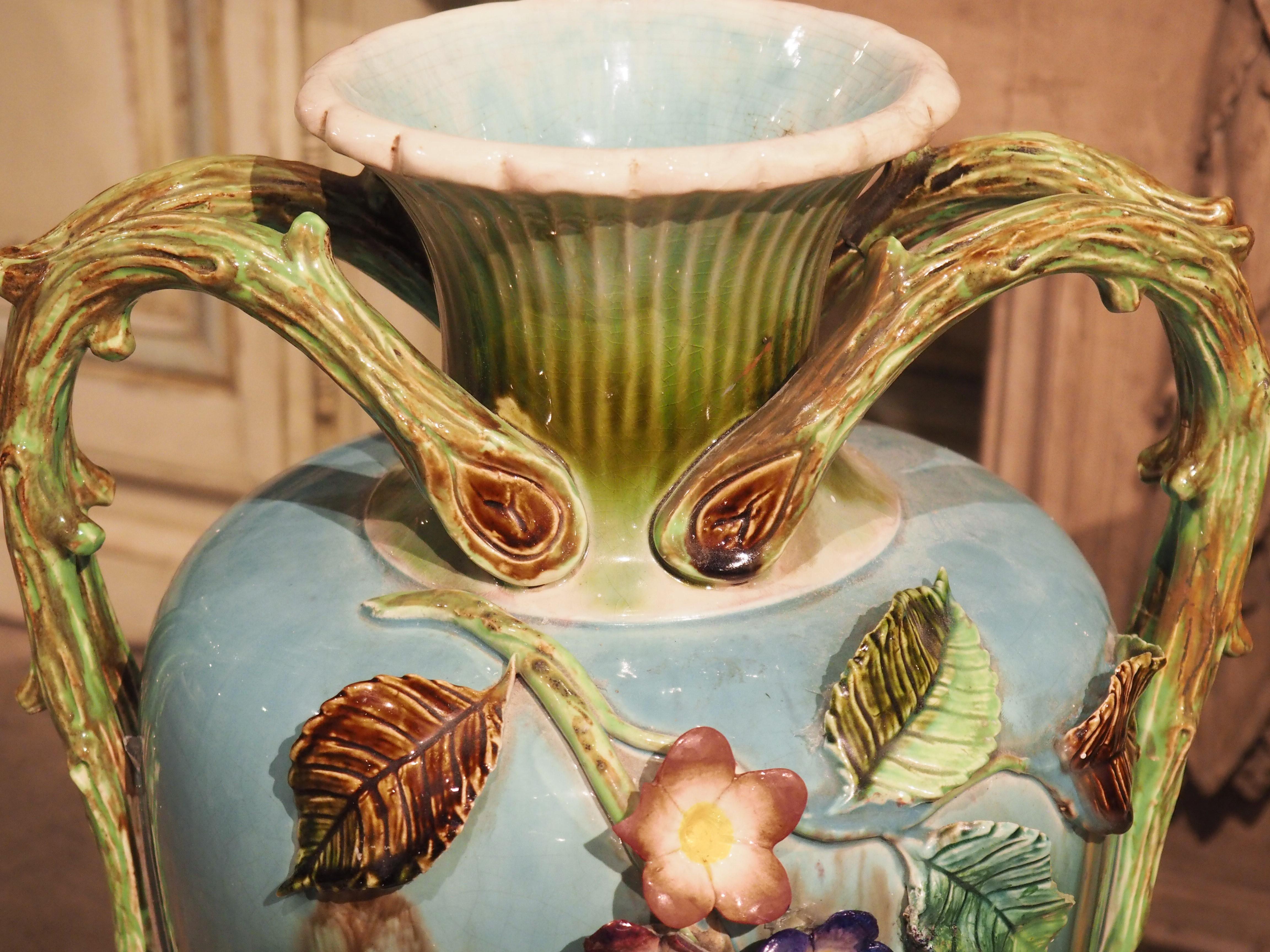 vase art nouveau barbotine