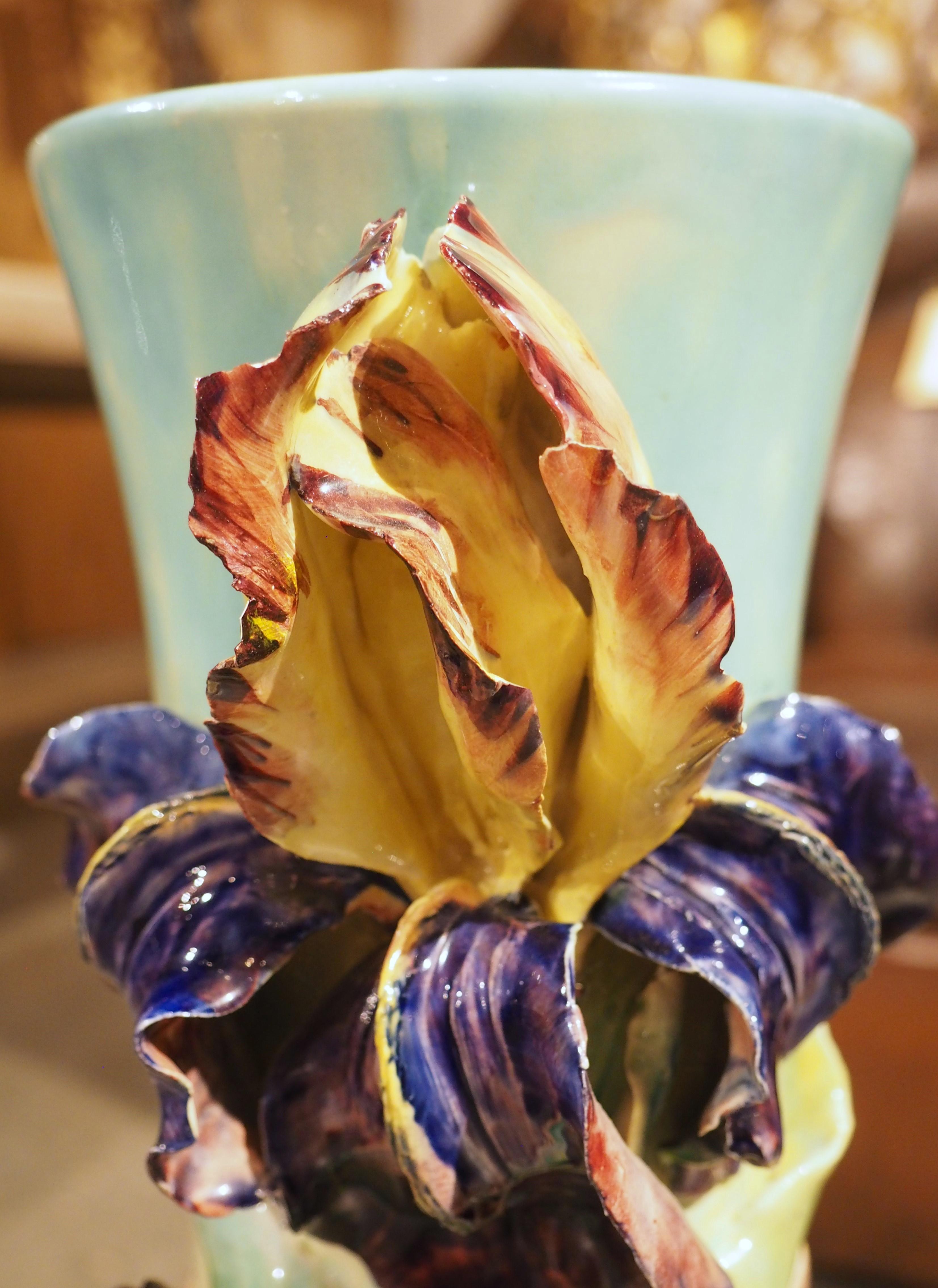 Paire de grands vases anciens à Barbotine de Longchamp, Circa 1890 4