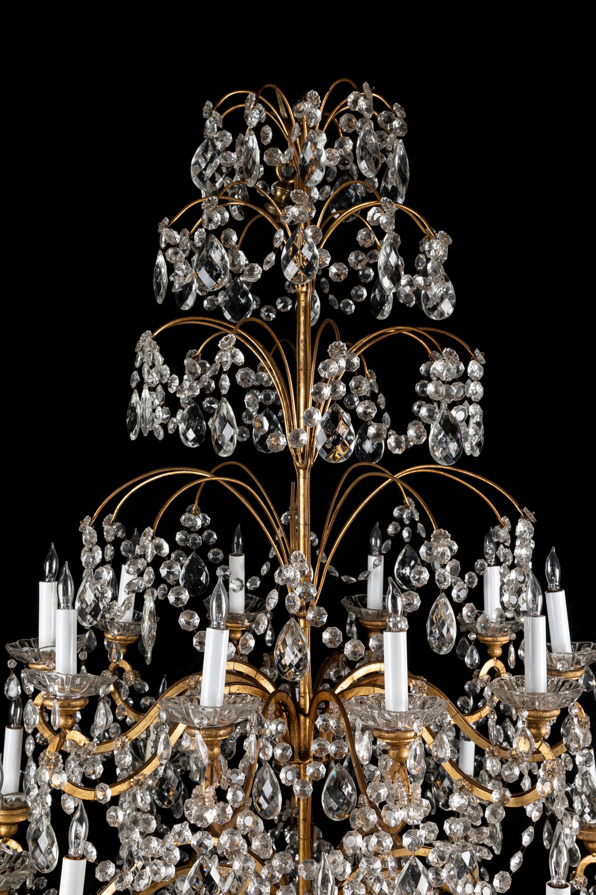  Pair of Large Antique French Louis XVI Style Gilt Bronze & Crystal Chandeliers  In Good Condition For Sale In New York, NY