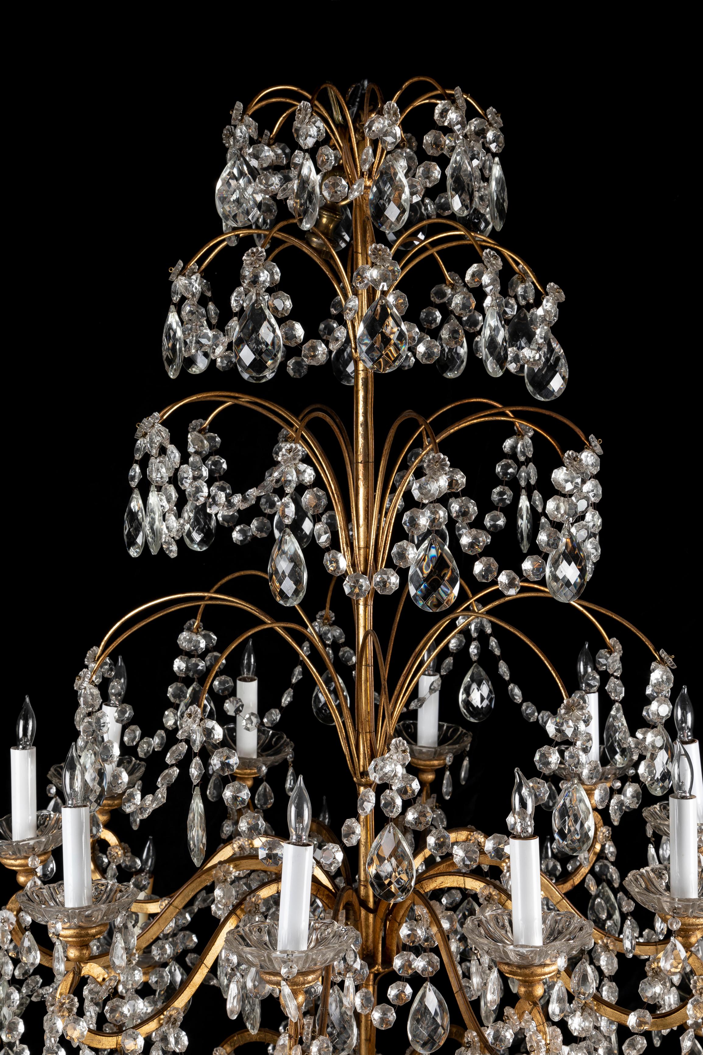  Pair of Large Antique French Louis XVI Style Gilt Bronze & Crystal Chandeliers  For Sale 1