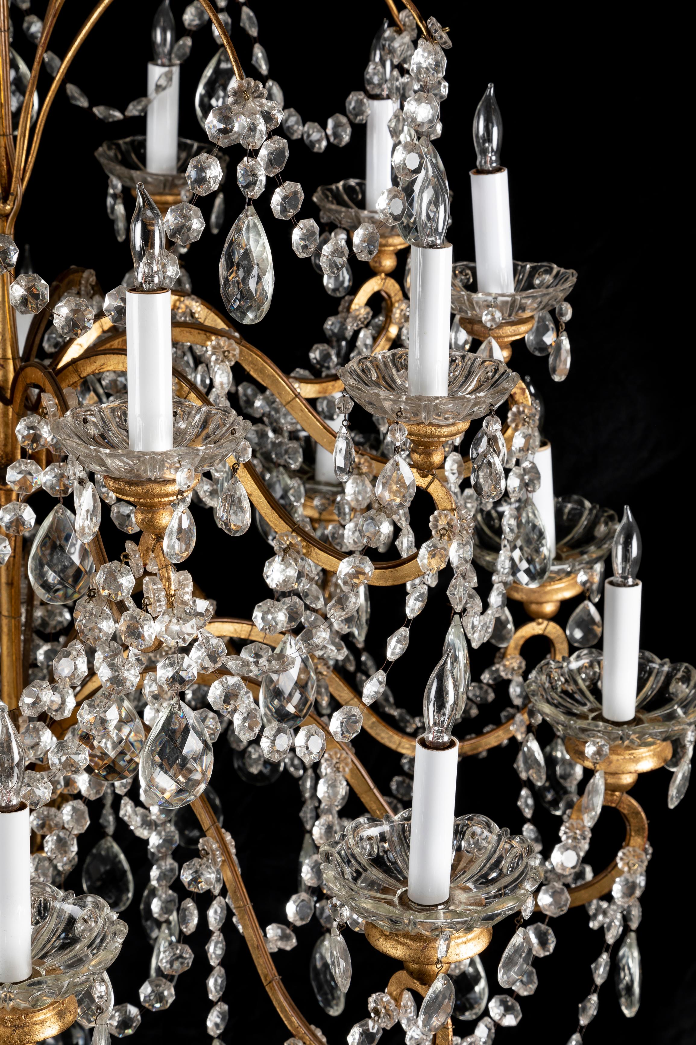 Pair of Large Antique French Louis XVI Style Gilt Bronze & Crystal Chandeliers  For Sale 2