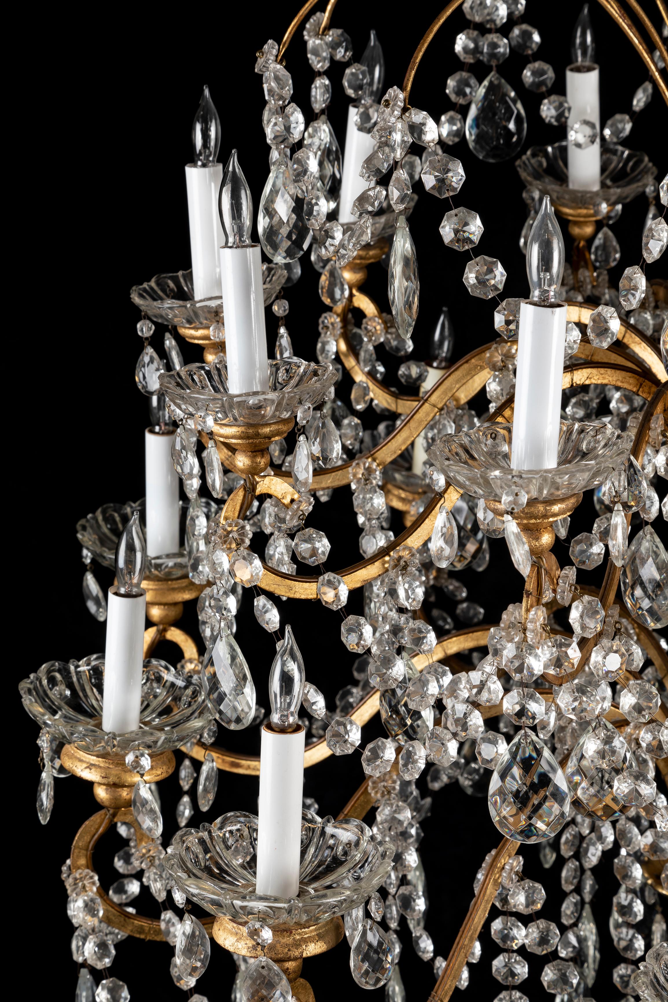  Pair of Large Antique French Louis XVI Style Gilt Bronze & Crystal Chandeliers  For Sale 3