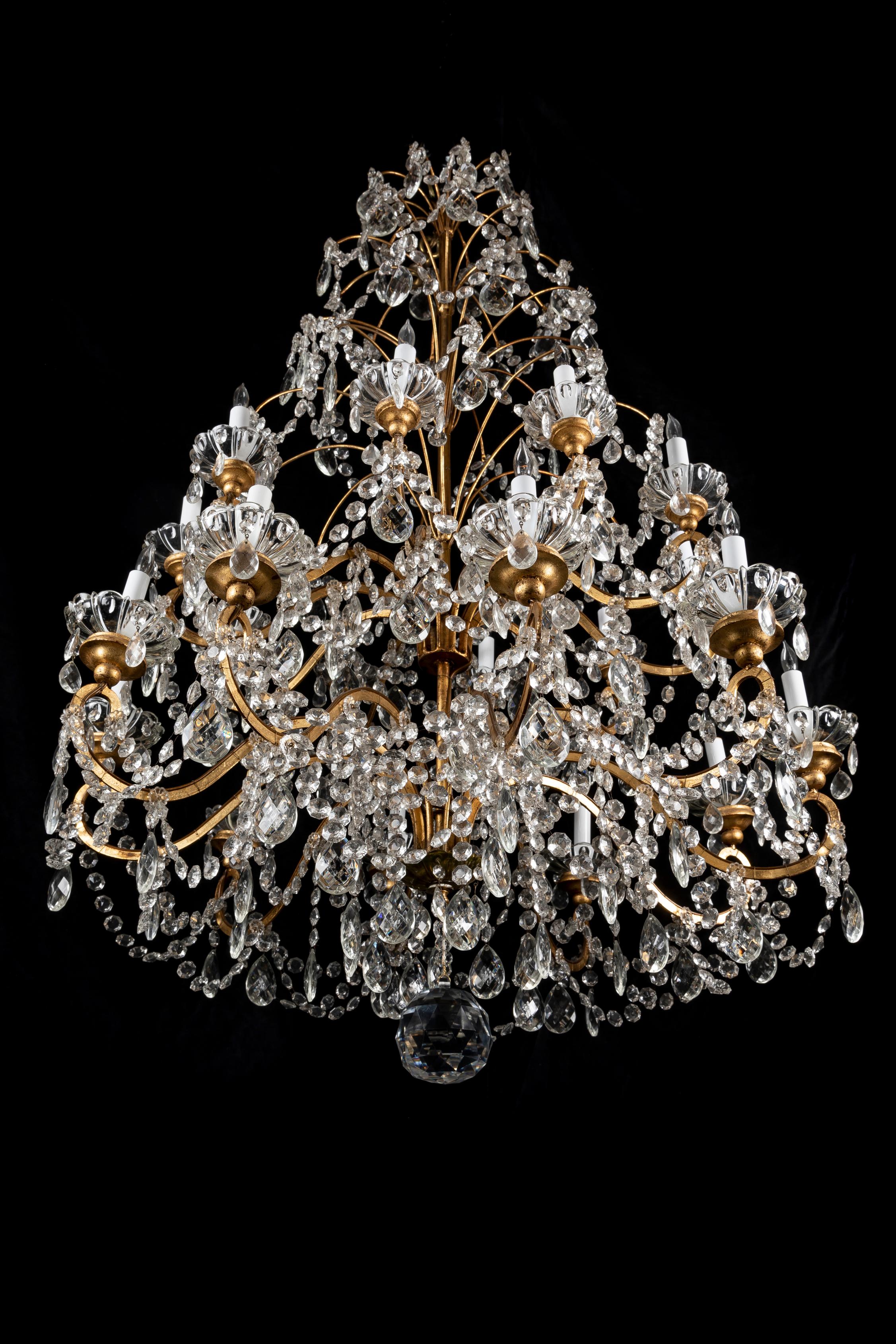  Pair of Large Antique French Louis XVI Style Gilt Bronze & Crystal Chandeliers  For Sale 4